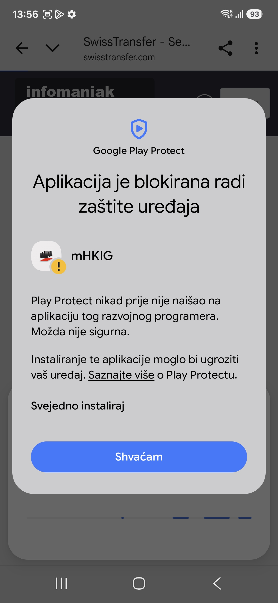 Google Play Protect - Svejedno instaliraj
